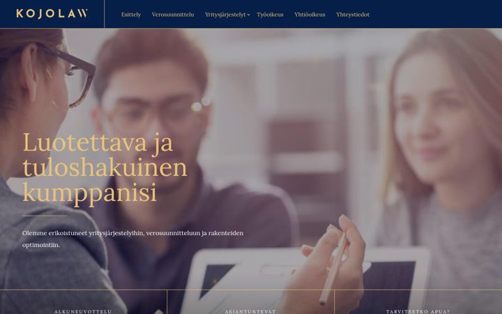 Screenshot of kojolaw.fi