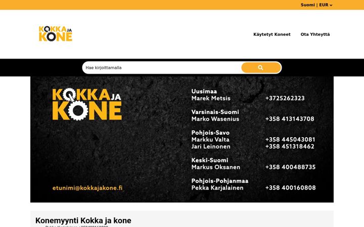 Screenshot of kokkajakone.fi