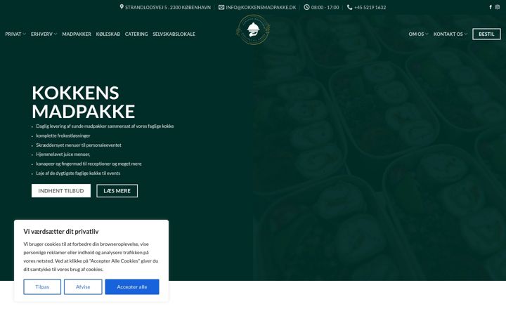 Screenshot of kokkensmadpakke.dk