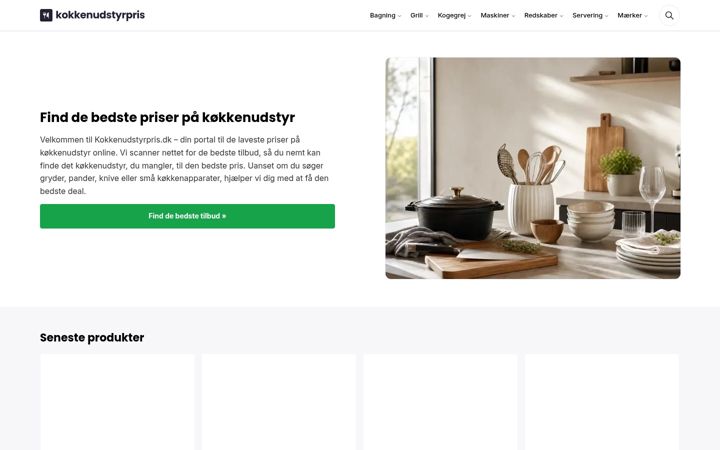 Screenshot of kokkenudstyrpris.dk