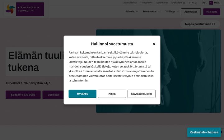 Screenshot of kokkolanensijaturvakoti.fi