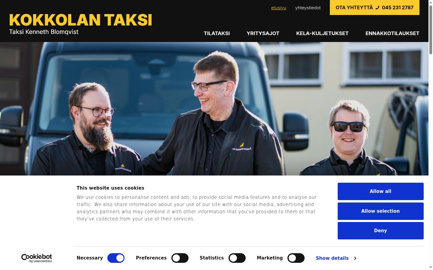 Kuvakaappaus suostumusbannerista, joka näytettiin ennen mitään vuorovaikutusta