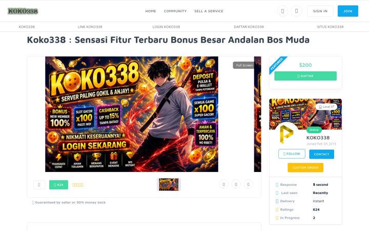 Ekrānuzņēmums no koko338bet.org