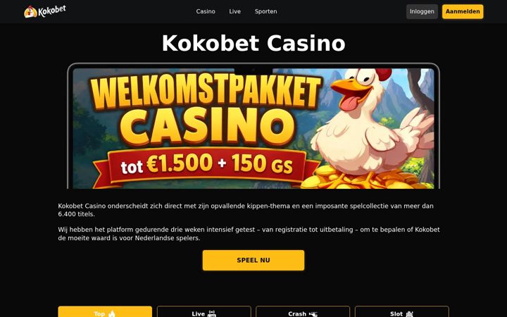 Screenshot of kokobets.nl