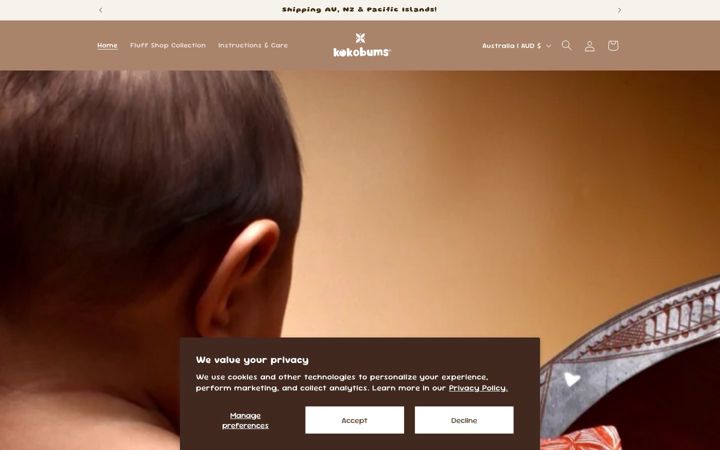 Screenshot of kokobums.com.au