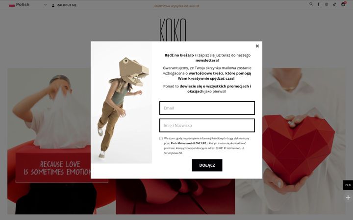 Screenshot of kokocardboards.com