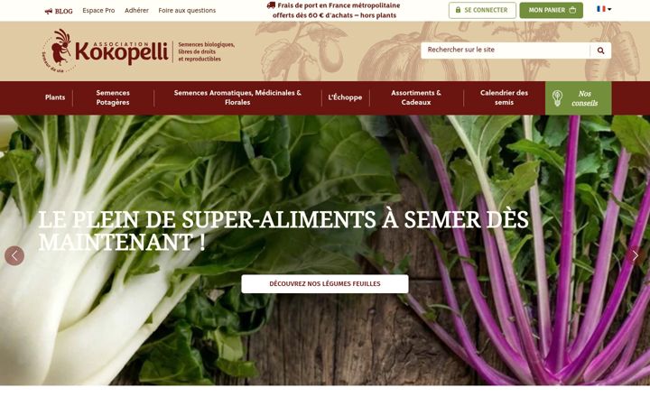 Screenshot of kokopelli-semences.fr