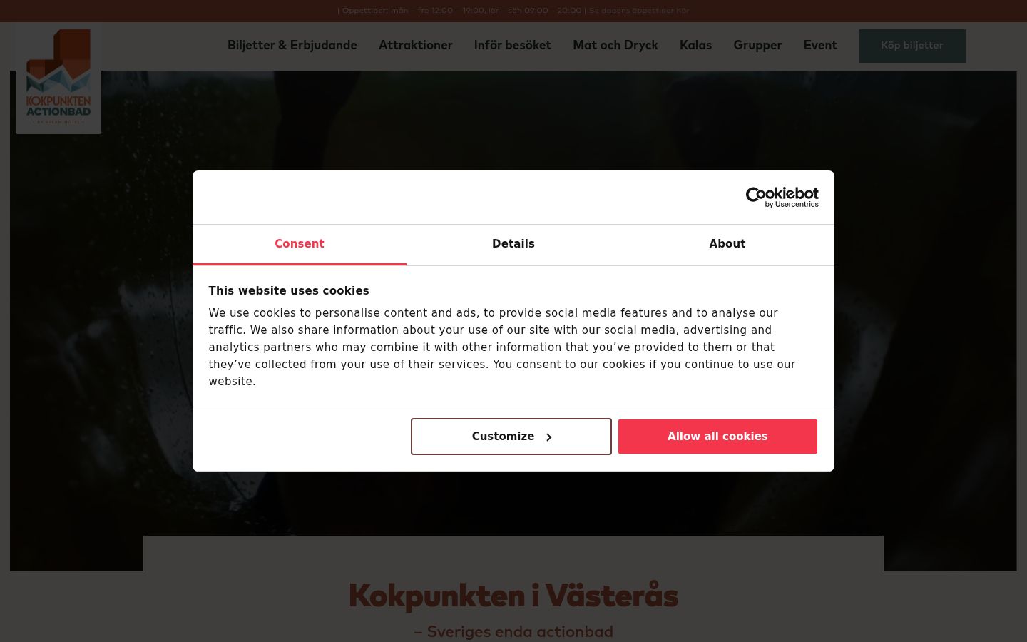 Snímek obrazovky baneru souhlasu zobrazeného před jakoukoli interakcí