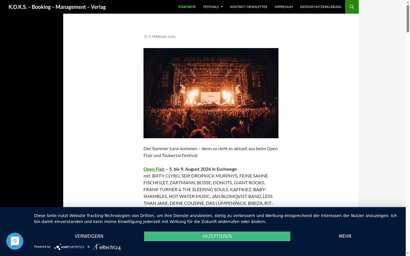 Screenshot del banner di consenso mostrato prima di qualsiasi interazione