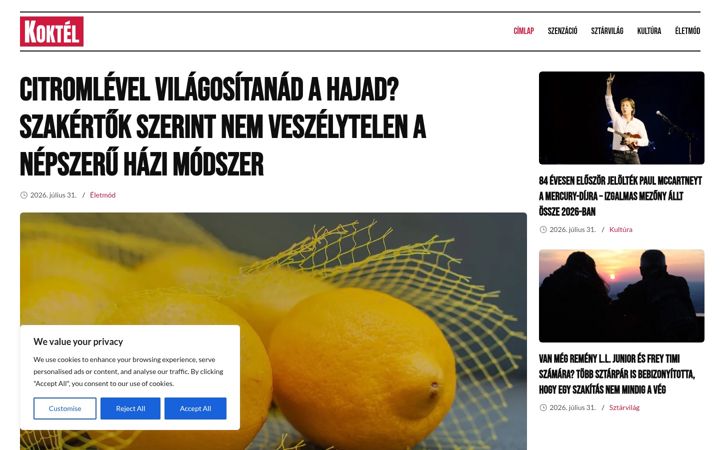 Screenshot of koktel.hu