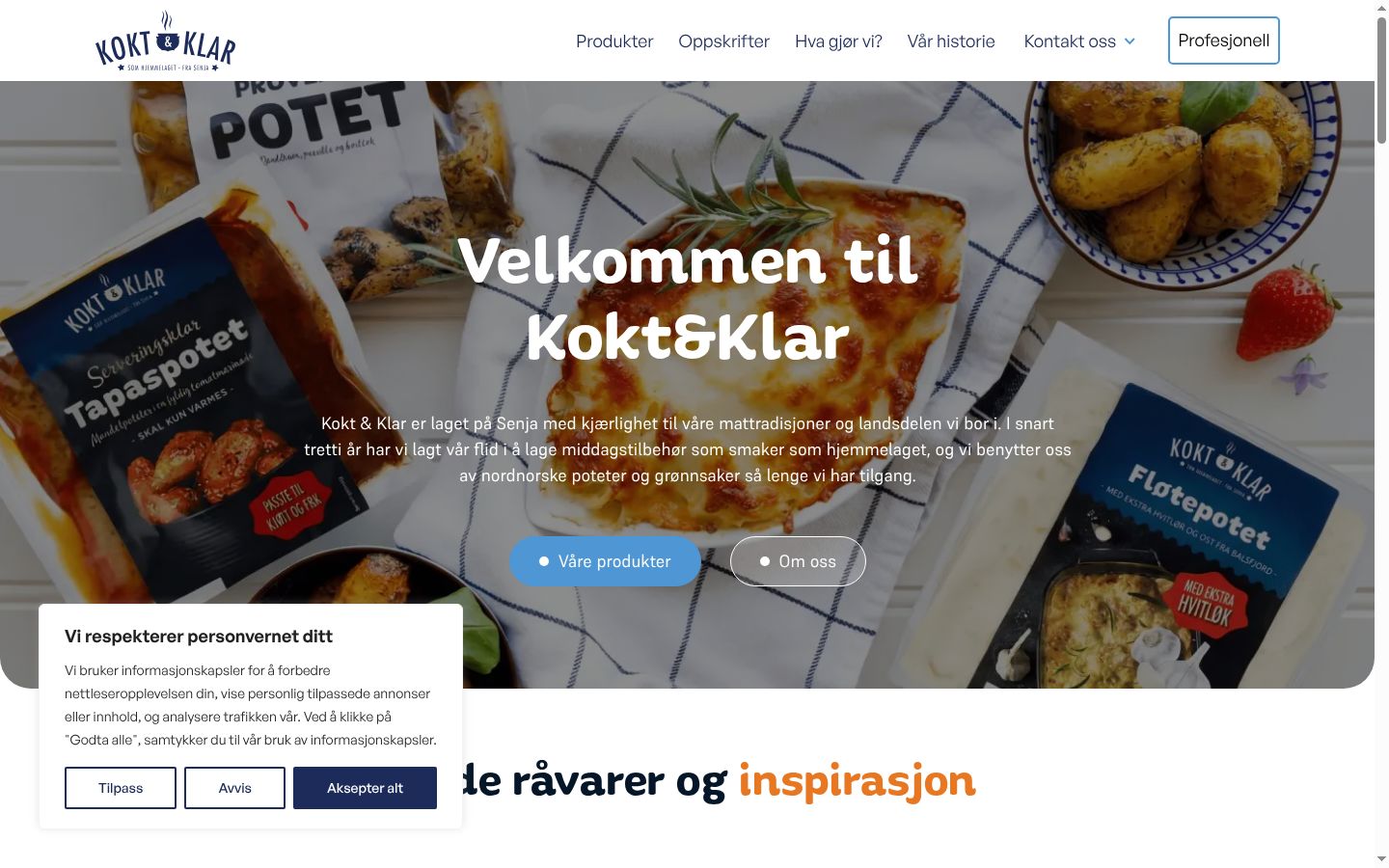 Skärmbild av samtyckesbannern som visades före någon interaktion