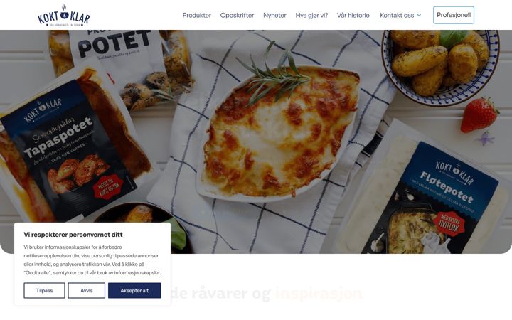 Screenshot of koktogklar.no