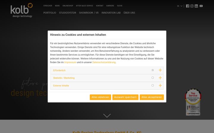Screenshot of kolb-technology.com