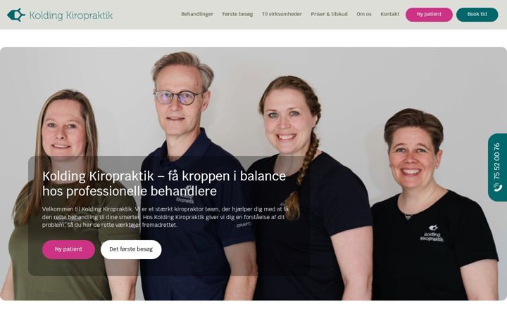 Kuvakaappaus sivustosta koldingkiropraktik.dk