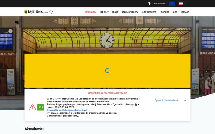 Screenshot of kolejedolnoslaskie.pl