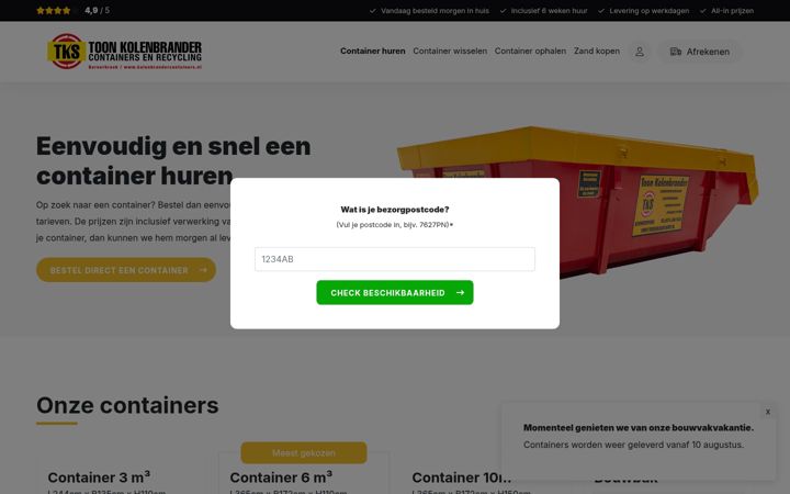 Screenshot of kolenbrandercontainers.nl