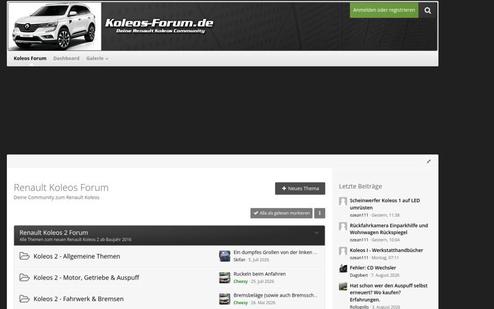 Screenshot of koleos-forum.de