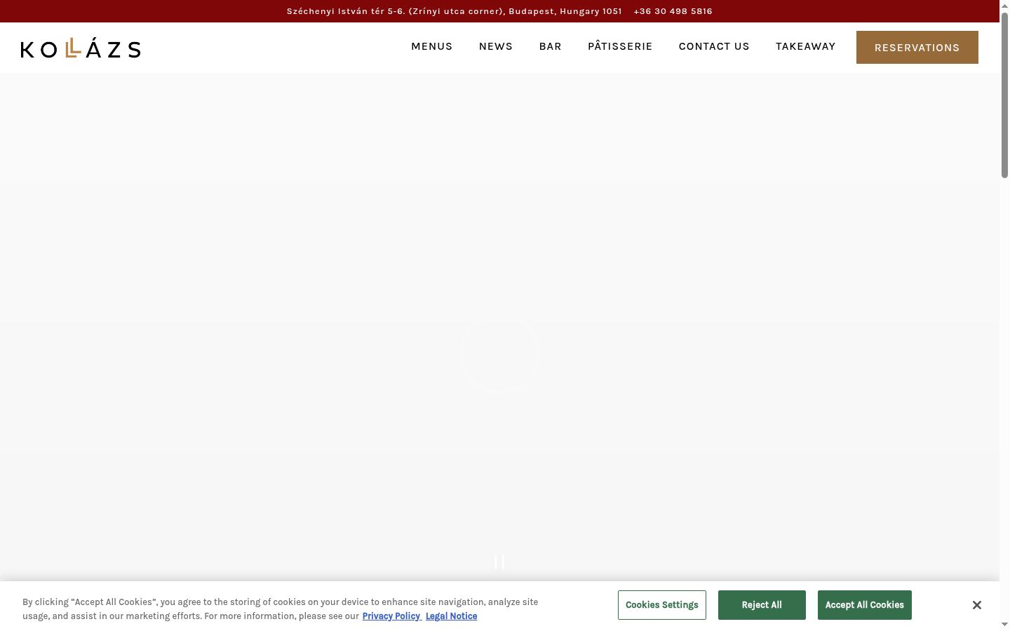 Captura de ecrã do banner de consentimento apresentado antes de qualquer interação