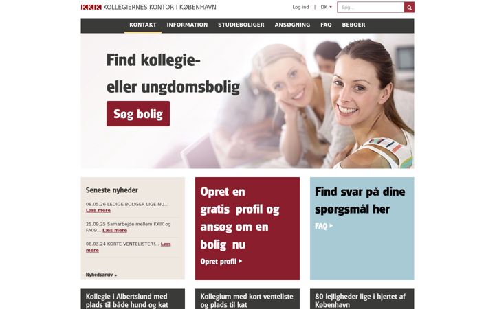 Screenshot of kollegierneskontor.dk