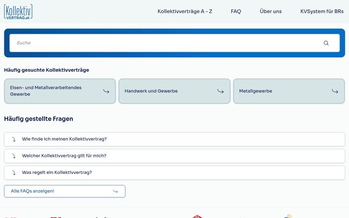 Screenshot of kollektivvertrag.at