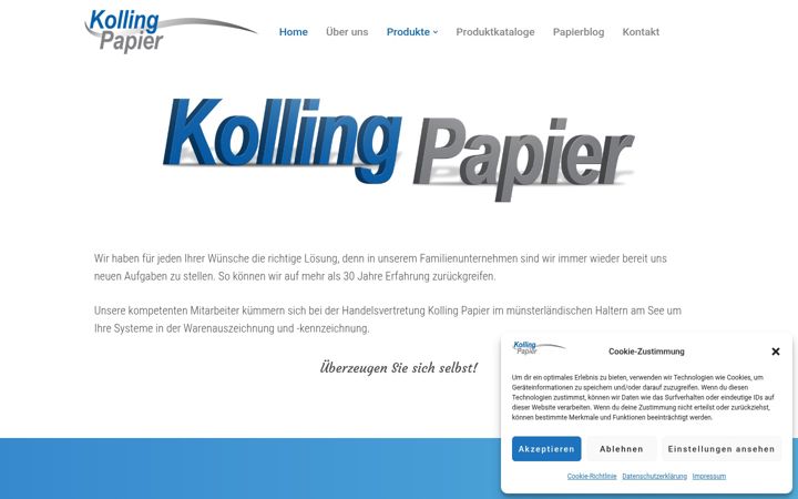 Screenshot of kollingpapier.de
