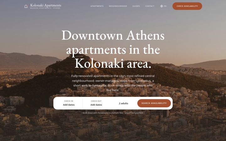 Screenshot of kolonaki-apartments.com