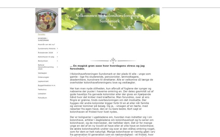 Screenshot of kolonihaveforeningen-sundsmark.dk