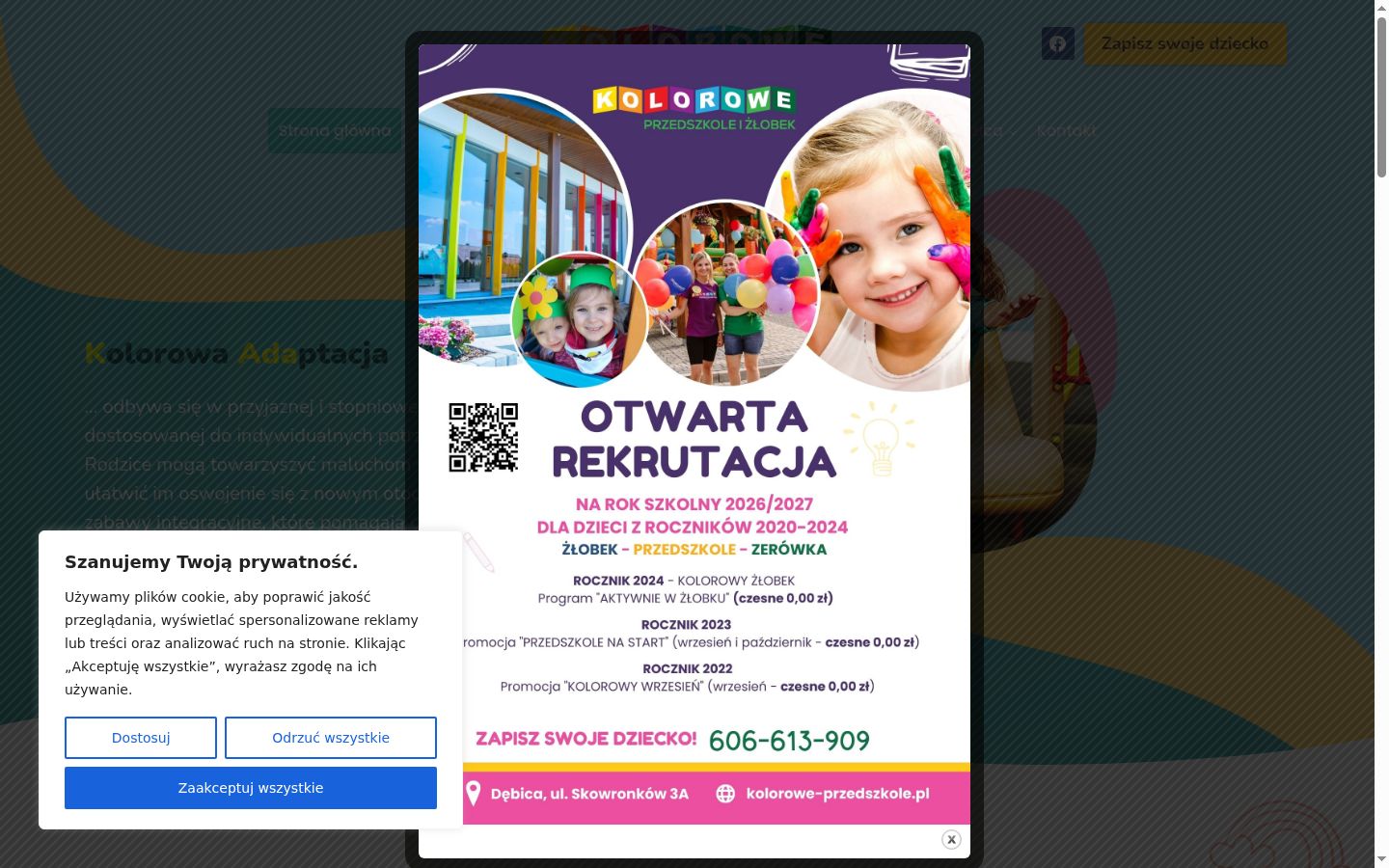 Ekrānuzņēmums ar piekrišanas baneri, kas tika rādīts pirms jebkādas mijiedarbības