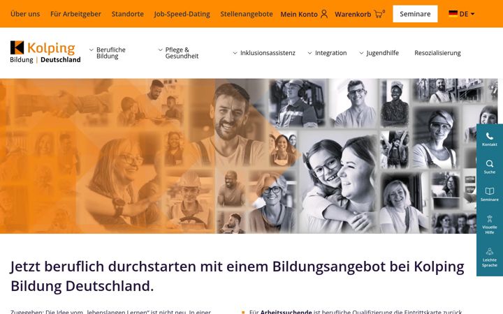 Snimka zaslona za kolping-bildung-deutschland.de