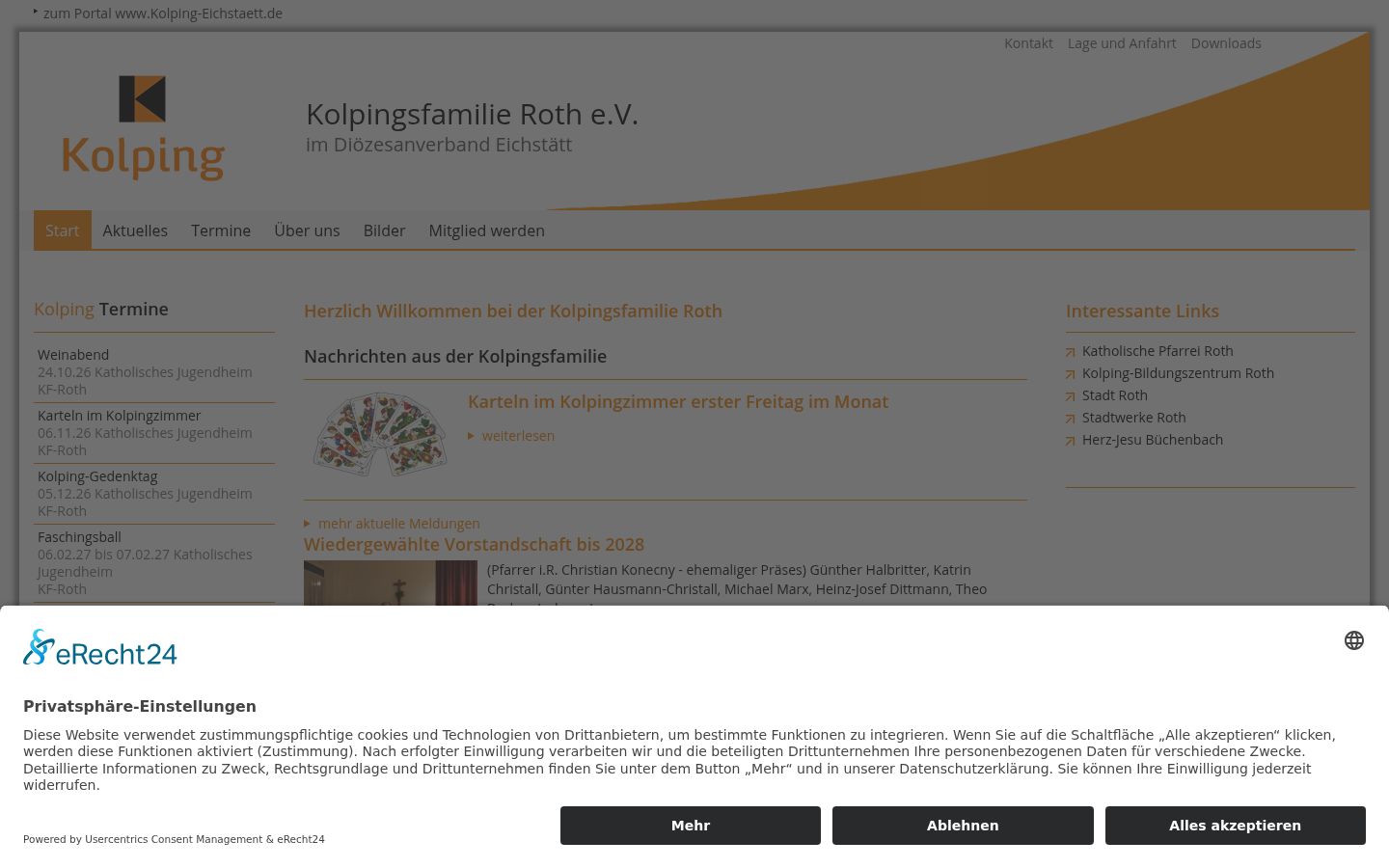 Screenshot des Einwilligungsbanners vor jeglicher Interaktion