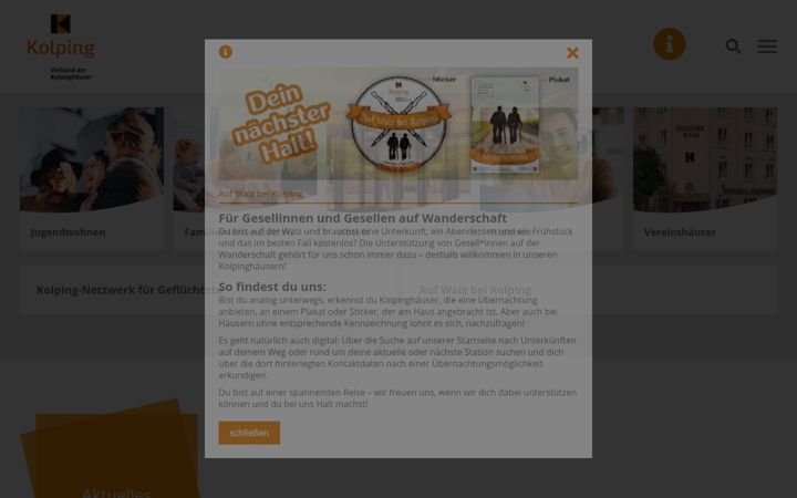 Screenshot of kolpinghaeuser.de