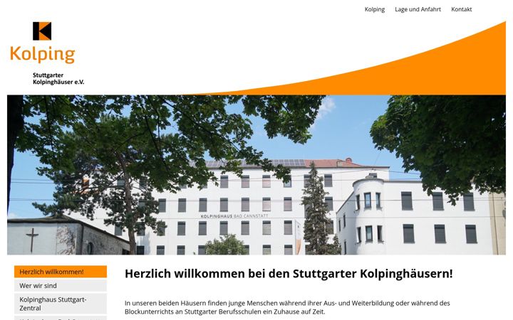 Screenshot of kolpinghaus-stuttgart.de