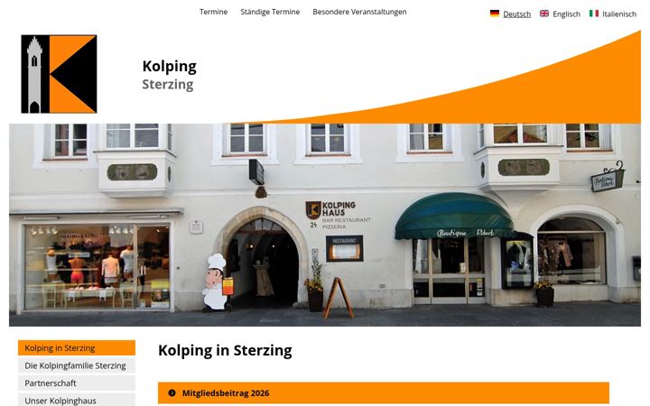 Screenshot of kolpingsterzing.it