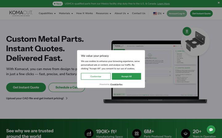 Screenshot of komacut.com