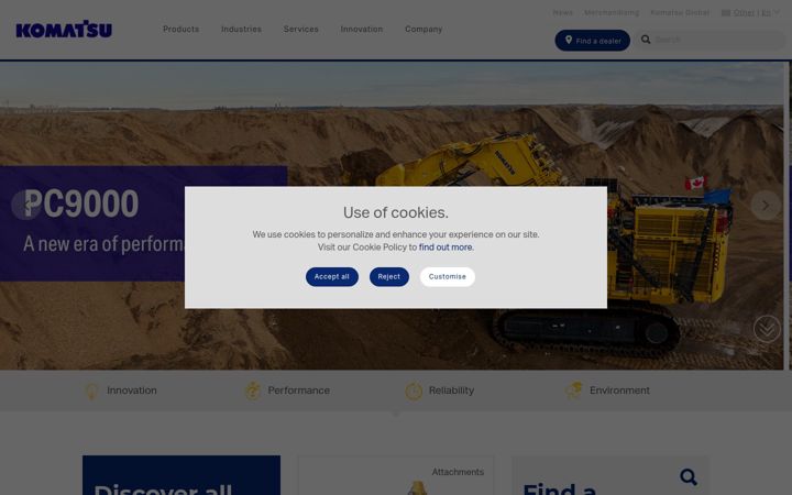 Screenshot of komatsu.eu