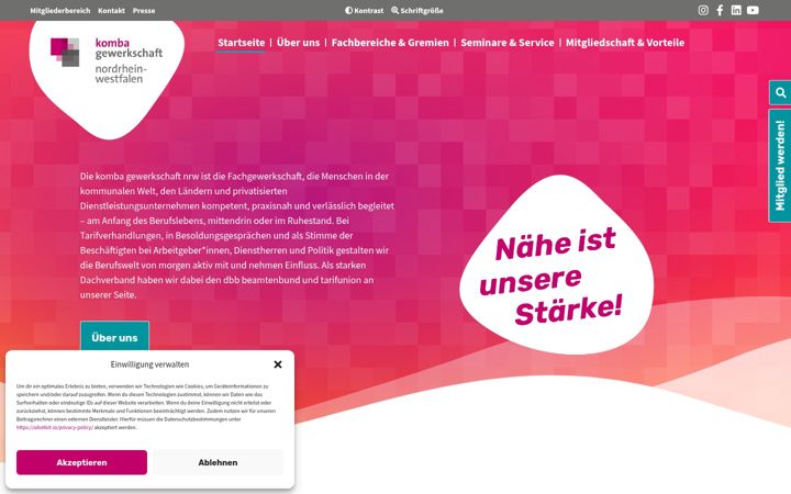 Screenshot of komba-nrw.de