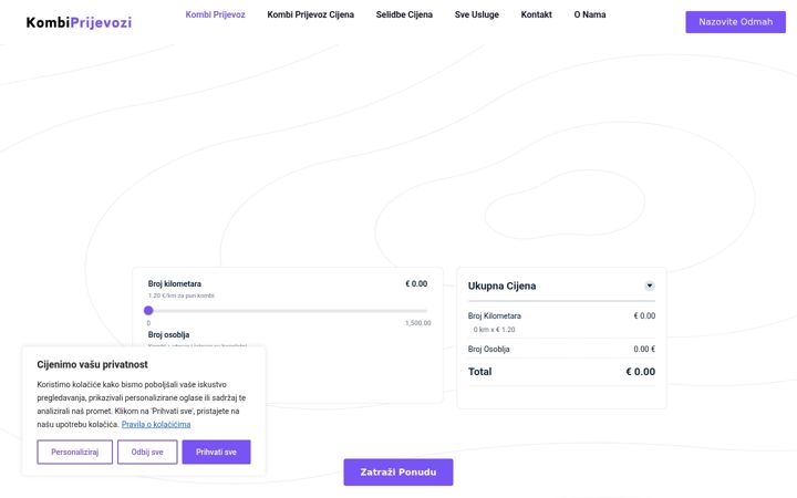 Skærmbillede af kombiprijevozi.com