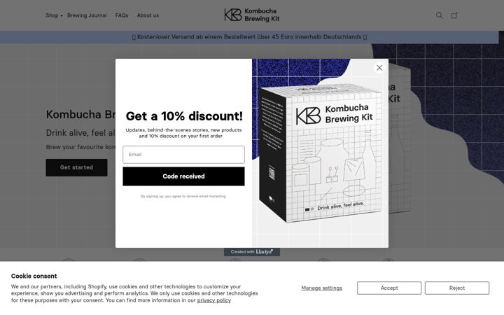 Skærmbillede af kombuchabrewingkit.com