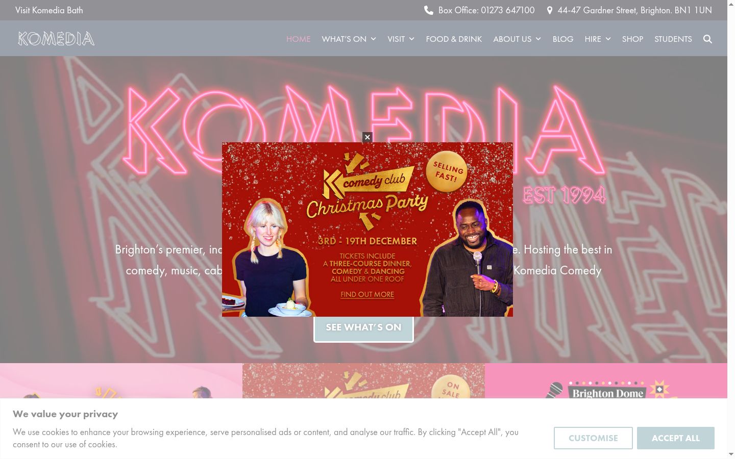 Screenshot του banner συγκατάθεσης που εμφανίστηκε πριν από οποιαδήποτε αλληλεπίδραση