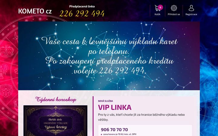 Екранна снимка на kometo.cz
