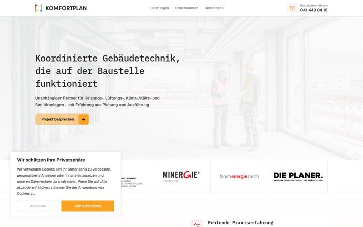 Screenshot of komfortplan.ch