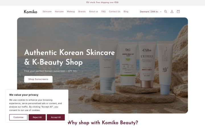 Screenshot of komikobeauty.com