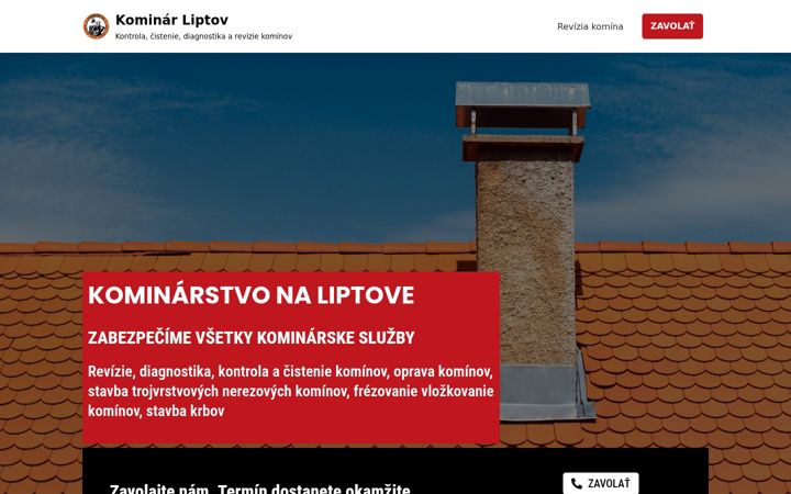 Screenshot of kominarstvo-liptov.sk