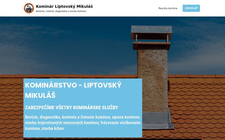 Screenshot of kominarstvo-liptovskymikulas.sk