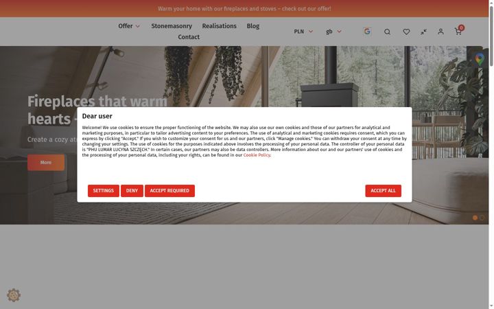 Screenshot of kominki-lumar.com