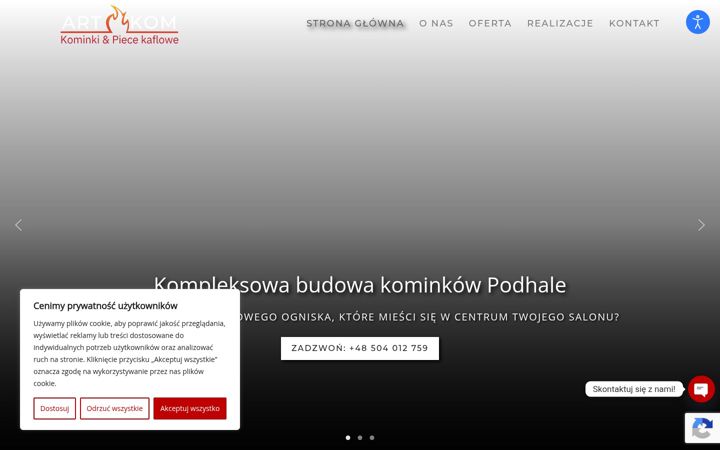 Screenshot of kominkipodhale.com