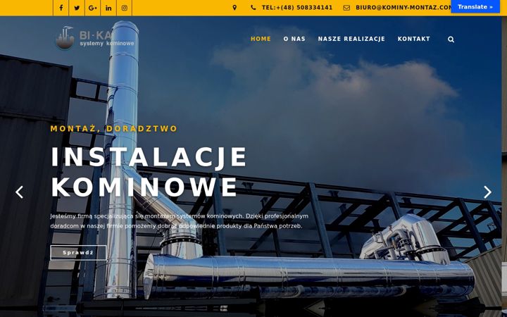 Screenshot of kominy-montaz.com