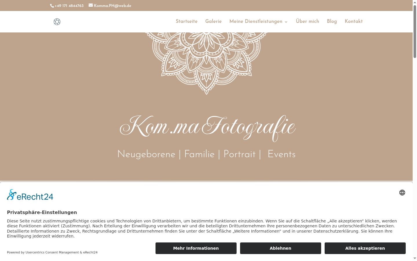 Screenshot des Einwilligungsbanners vor jeglicher Interaktion