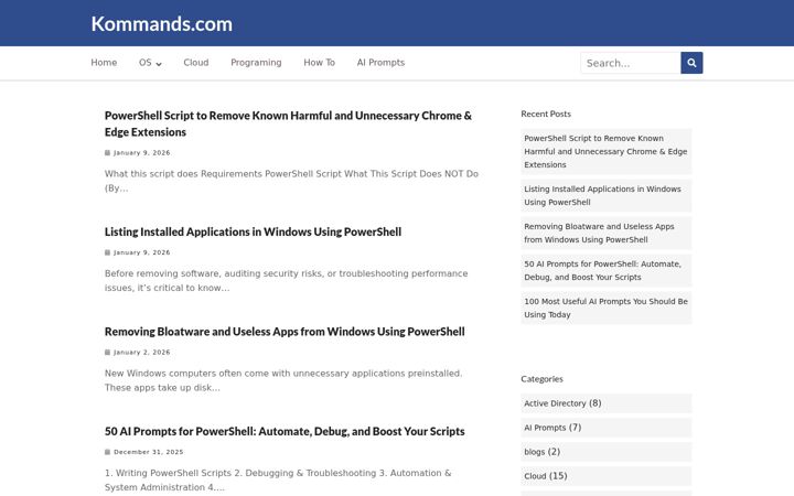 Screenshot of kommands.com