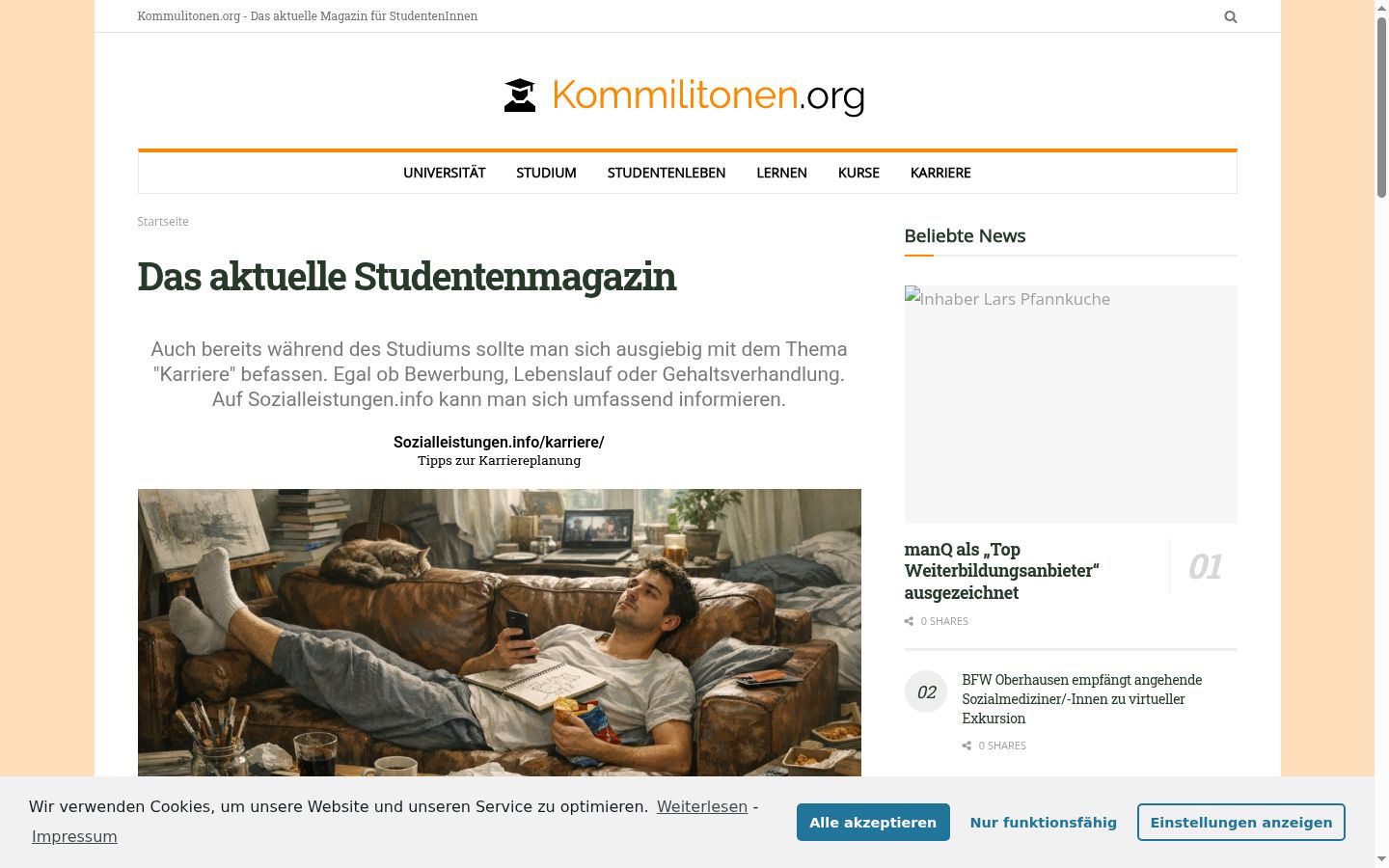 Screenshot del banner di consenso mostrato prima di qualsiasi interazione